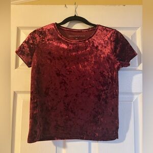 Aeropostale Women's Short Sleeve Velvet Tee - Deep Red